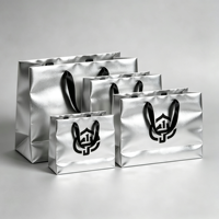 Tas Kertas Hadiah Belanja Personalisasi dengan Logo Anda Sendiri, Cetak Offset Bahan Daur Ulang, Logo Foil Perak Kustom