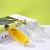 Flacon roll-on carré transparent de 50 ml en verre vide pour échantillons de rhum, whisky, vodka avec bouchon à vis sécurisé