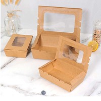 Boîte à repas jetable en papier couché, fabriquée à partir de matériaux recyclés écologiques, avec fenêtre, pour sushis, déjeuner, plats à emporter, bento, collations, poulet frit