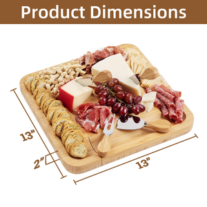 Ensemble de planches à <span class=keywords><strong>fromage</strong></span> en bambou personnalisées avec planche à découper carrée et couteau à <span class=keywords><strong>fromage</strong></span>, outils à <span class=keywords><strong>fromage</strong></span> pour la cuisine et la <span class=keywords><strong>charcuterie</strong></span> - Product Image 2