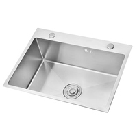 Évier de cuisine Fregade Lavab à cuve unique en acier inoxydable Nano SUS304, fait main, à encastrer sous plan, avec robinet de ferme, design moderne, pour usage hôtelier
