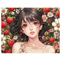 Kits d'art diamanté 5D DIY de haute qualité pour la maison : Fille aux fraises, peinture diamantée complète, décoration murale ASF2991
