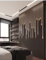 Panneau mural WPC au design moderne avec bande lumineuse facile à installer, panneaux en PVC imperméables pour panneau mural en bois, salle de sport - Disponible en Turquie