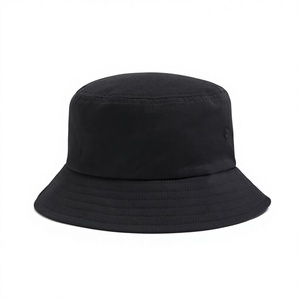 <b>Black</b> Cotton Canvas <b>Bucket</b> Hat Unisex Solid Color Casual Spring Summer Adult Wear - Product Image 1