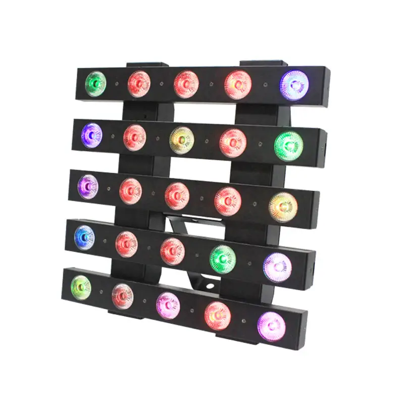 RGBW lampu panggung matriks disko, cahaya LED DMX 4in1, kecerahan tinggi RGB 25 buah 10w 5x5 warna penuh hitam 90 taman tema
