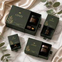 Boîte en papier ondulé kraft vert forêt écologique avec logo personnalisé, boîte à tiroir de luxe pour bijoux, cosmétiques, soins de la peau, emballage cadeau, petites boîtes coulissantes