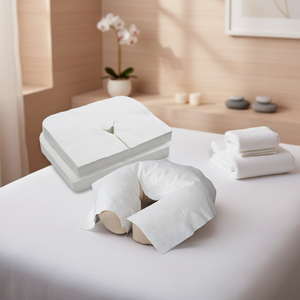 ผ้าคลุมพนักพิงศีรษะสำหรับเตียงนวด Kensmile แบบใช้แล้วทิ้ง สีขาว ผลิตจากวัสดุสปันเลซ ไม่ถักทอ ระบายอากาศได้ดี เป็นมิตรกับสิ่งแวดล้อม ขนาด 30x40 ซม. สำหรับสปาและร้านเสริมสวย - Product Image 1