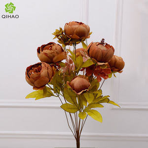 QIHAO 13-Forked Autumn Peony Silk Flower High Simulation Wedding Home Decoration - Product Image 4