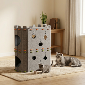 Maison pour <span class=keywords><strong>chat</strong></span> <span class=keywords><strong>en</strong></span> fibre de polyester à 2 étages, villa pour <span class=keywords><strong>chat</strong></span> pour un ou deux chats - Product Image 1