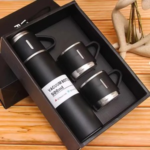 Nhanh chóng tùy biến nhà máy thấp moq 304 thép không gỉ đôi tường phích chai nước chai Bộ Quà Tặng cup với hai nắp - Product Image 6