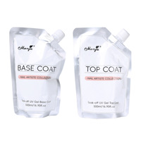 Base et Top Coat en Gel UV Non Lavable Longue Durée, Recharge en Grand Flacon 50ml/100ml/500ml pour Salon de Manucure et Beauté