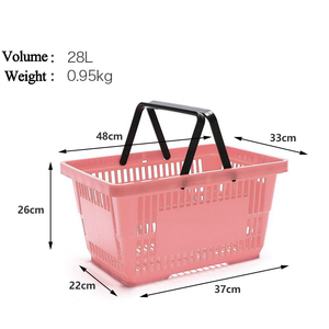 Hookei Wholesale Supermarket Shopping <b>Baskets</b> with Handles 28L Shopping <b>Baskets</b> Support Logo Printing - Product Image 1