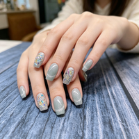 Faux ongles à presser faits main, style été frais, effet œil de chat elfe, diamant aurore, courts et détachables, pour nail art