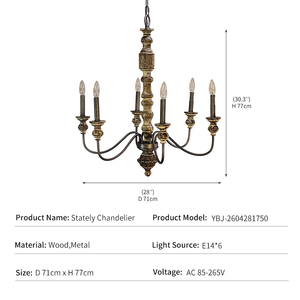 <span class=keywords><strong>Lustre</strong></span> rustique en bois et métal style campagne française, blanc antique, suspension bougie pour salon, salle à manger, villa, vente en gros - Product Image 2