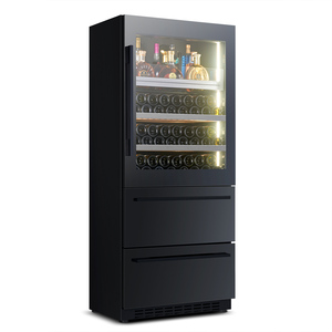Refroidisseur à vin NE-425K 2 tiroirs à boissons Combinaison Couleur noire Réfrigérateur mural encastré avec lumière - Product Image 3