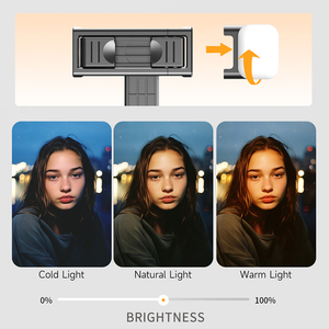 Q21s Mini Xách Tay Thép Không Gỉ Selfie Stick Chân Máy <span class=keywords><strong>3</strong></span> Màu Nhiệt Độ Điền Ánh Sáng 700/730Mm Không Dây Điều Khiển Từ Xa Túi - Product Image 6