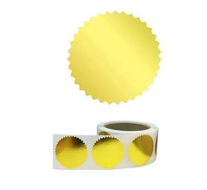 Étiquette de scellage gaufrée personnalisée en forme de gaufrette certifiée Or avec bord dentelé, autocollants adhésifs durables, stratifié UV artisanal - Product Image 2