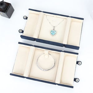 Manufacturer Custom Double Open Velvet Double Snaps High-end Jewelry Set <b>Box</b> Ring Bracelet Bangle Pendant <b>Box</b> for Wedding Gift - Product Image 5