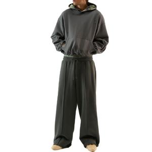 Sudaderas con Capucha para Hombre, al por Mayor, de Alta Calidad, 100% Algodón, Hombros Caídos, Estilo Desgastado, Color Ceniza Oscuro, Felpa Francesa, Corte Holgado - Product Image 6