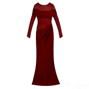 <span class=keywords><strong>Abito</strong></span> <span class=keywords><strong>Lungo</strong></span> Estivo Elegante Personalizzabile per Donna, Formale con <span class=keywords><strong>Maniche</strong></span> <span class=keywords><strong>Lunghe</strong></span> in <span class=keywords><strong>Chiffon</strong></span> Naturale, Senza Spalline - Product Image 4