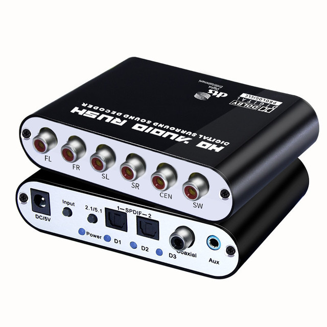 Optical SPDIF Coaxial to 5.1CH 2.1CH Analog Audio (6RCA Output) for Old AV Receiver