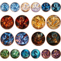 Pièces de monnaie Dragon Western Grand et Petit en Cuivre Pur 999, 1 oz et 5 oz, Relief 3D, Colorées UV, Effet Proof, Double Face, Art Familial