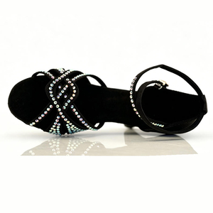 <span class=keywords><strong>Chaussures</strong></span> <span class=keywords><strong>de</strong></span> <span class=keywords><strong>danse</strong></span> latine et <span class=keywords><strong>de</strong></span> salon classiques <span class=keywords><strong>pour</strong></span> femmes, faites à la main, avec dessus en soie et strass, antidérapantes <span class=keywords><strong>pour</strong></span> adultes, usage intérieur - Product Image 4