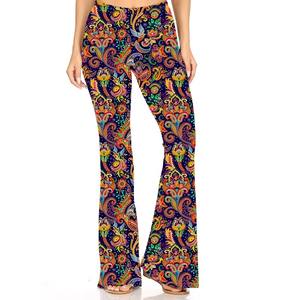 Venta de fábrica de cintura alta de talla grande para mujer con estampado Digital Bell Bottom Black Galaxy <span class=keywords><strong>Vintage</strong></span> Flare pantalones de pierna ancha Pantalones - Product Image 5