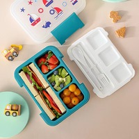 Boîte à lunch bento en plastique réutilisable sans BPA, compatible micro-ondes, capacité de 1000 ml avec 4 compartiments pour enfants et nouveau-nés, MOQ de 24 pièces