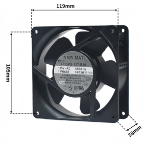 พัดลมระบายความร้อนแบบแกน 4715PS-12T-B30 ของแท้จากญี่ปุ่น ยี่ห้อ <span class=keywords><strong>Minebea</strong></span> <span class=keywords><strong>NMB</strong></span> แบบลูกปืนไฟฟ้า 115V ขนาด 120x120x38 มม. โครงพลาสติก - Product Image 6