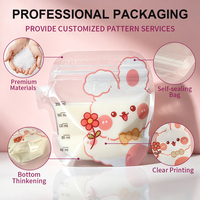 Sacs de conservation de lait maternel en PET/PE de 7 oz, double fermeture éclair, auto-scellants, pour congélateur, avec échelle de mesure, vente en gros, OEM