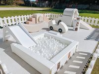 Château gonflable Moetry rose pastel et blanc pour mariage, château gonflable pour enfants, location de fête