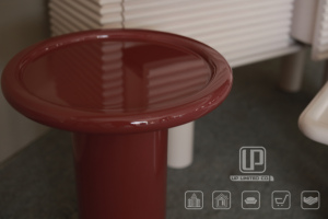 Most Popular <b>Small</b> Household Balcony Ideas <b>Coffee</b> <b>Table</b> Simple Side <b>Table</b> Red Round Polished <b>Coffee</b> <b>Table</b> Red Round Polished Cof - Product Image 2