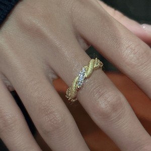 Bague en argent pur S925, fabrication italienne brossée, incrustée, tendance, plaqué or 18 carats, simple, basique, à la mode, personnalisée, vente en gros - Product Image 3