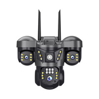 VESAFE 户外摄像机 6MP 3 镜头 3 屏幕 PIR 报警安全闭路电视防水摄像机