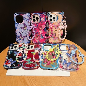 Custodia per telefono di lusso in TPU con glitter a farfalla e catena per iPhone 17 16 15 14 13 12 11 e <span class=keywords><strong>Samsung</strong></span> S21 A22 A42 A03s, <span class=keywords><strong>cover</strong></span> posteriore per ragazze - Product Image 1