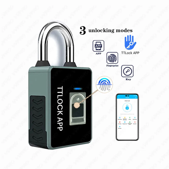 Fingerprint Padlock IP65 Waterproof Smart Cabinet Lock TTlock APP With Key Unlock Metal Electronic Tuya USB Charging