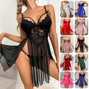 Lingerie Sexy da Donna, Camicia da Notte Trasparente in Pizzo Ricamato, Abbigliamento da Notte Seducente, Indumenti da Casa per Signore - Product Image 2