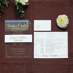 Simple Gold Foiling Clear Acrylic Wedding Invitation With Waist Band and <strong>RSVP</strong> Itinerary <strong>Card</strong> for Wedding Greeting Event Party - Product Image 4