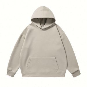 H5405 Wholesale Custom 380 GSM Cotton Blends <b>Drop</b> Shoulder Blank Hoodies Oversized Plain Men's Hoodies - Product Image 3
