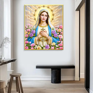 Toile moderne en cristal nu avec une surface lisse et des motifs <span class=keywords><strong>de</strong></span> la Vierge Marie et <span class=keywords><strong>de</strong></span> la croix, idéale pour la décoration murale <span class=keywords><strong>de</strong></span> la maison. - Product Image 3