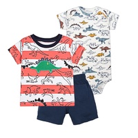 Ensemble 3 pièces décontracté d'été pour bébés garçons : short, barboteuse et vêtements pour tout-petits