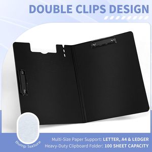 Porte-documents avec deux clips métalliques, texture gaufrée, pliable à 360° °   Porte-documents rotatif pour infirmières, pour lettres et porte-stylos A4 - Product Image 2