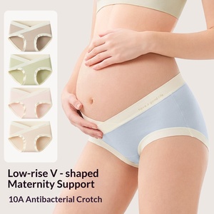 Braguitas de <span class=keywords><strong>bikini</strong></span> de maternidad con soporte de cintura baja en forma de V, antibacterianas, para el embarazo (etapas temprana y media) - Product Image 1