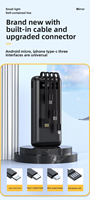 20000mA Hochkapazitäts-Powerbank 10W Schnellladung Eingebaute Kabel Micro-USB LED-Anzeige iPhone-Halter Tragbare Ladestation