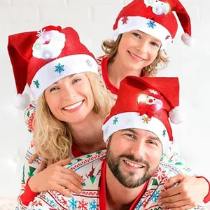 כובע LED לחג המולד שנה חדשה ילדים חמודים מבוגרים כובע נבידה ילדים ילדה כובע שנה חדשה תחפושת סנטה קלאוס חג המולד עיצוב מתנות חורף