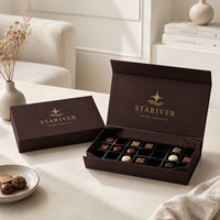 Boîte d'emballage rigide pliable magnétique pour chocolats, personnalisable avec logo, boîte cadeau haut de gamme pour fêtes et mariages