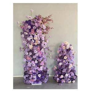 Decorazione di fiori da tavolo di nozze <span class=keywords><strong>viola</strong></span> romantica con <span class=keywords><strong>disegno</strong></span> floreale evento <span class=keywords><strong>fiore</strong></span> corridore fiori artificiali per matrimonio sfondo Deco - Product Image 2