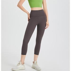 Wholesale High <b>Waist</b> Hip Lift Capri Length Yoga Leggings <b>Women</b> Buttery Soft Compression <b>Cropped</b> <b>Trousers</b> for Running Sports - Product Image 1