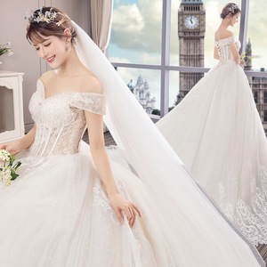 Hepburn French Style Floor Length Wedding Dress Princess Waistline Ball Gown Off Shoulder Sweetheart Neckline White Bridal Gown - Product Image 3